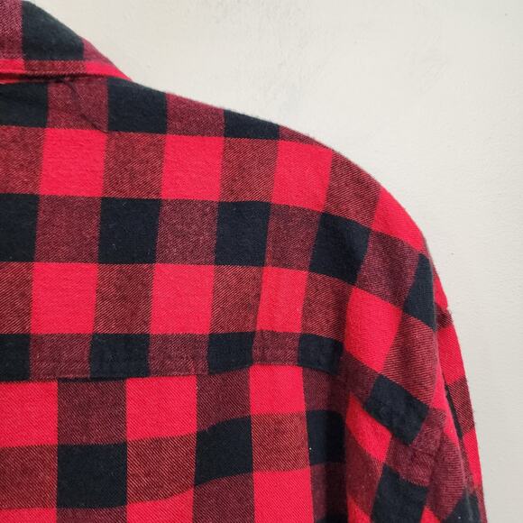 Woolrich red & black buffalo check traditional flannel shirt men's size large - Picture 6 of 7